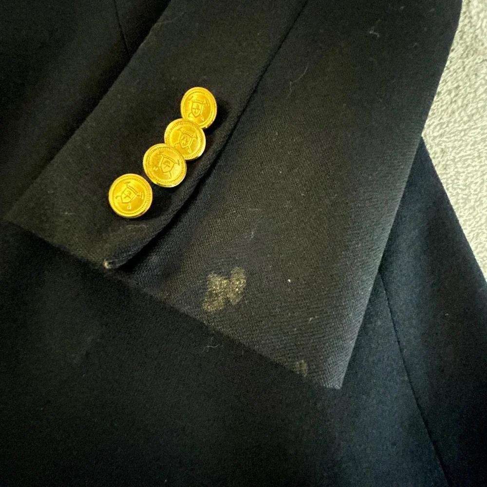 Polo University Club Ralph Lauren Navy Blue Virgin Wool Blazer Gold Buttons USA